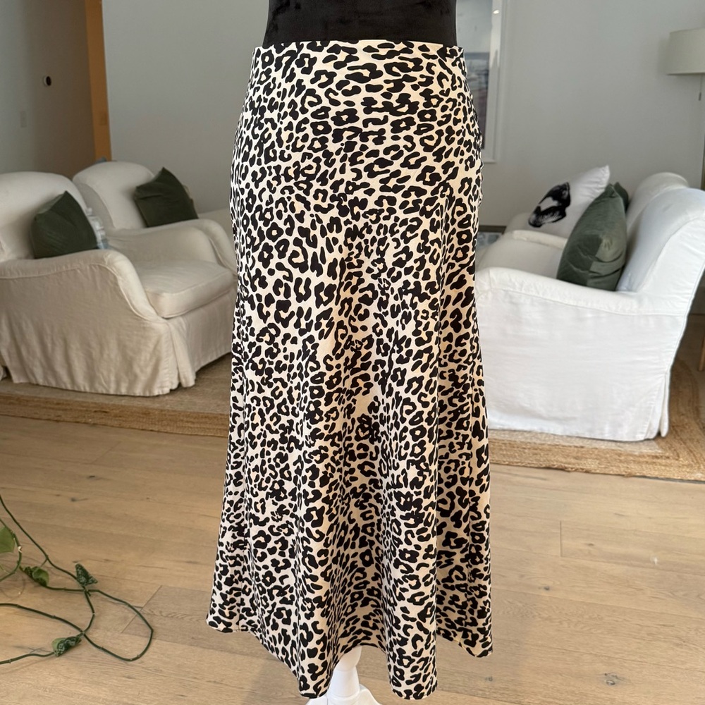 LOFT Leopard Midi Skirt